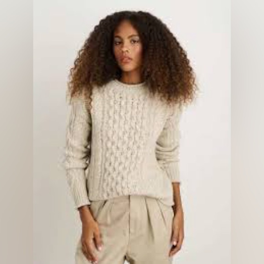 Alex Mill Cream Cable Knit Sweater